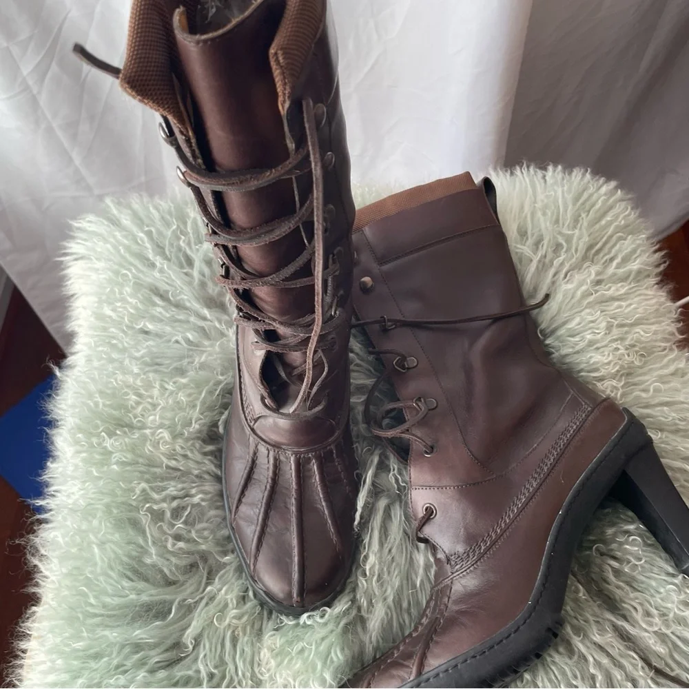 Ralph Lauren Dark Brown Lace Up Boots - Picture 2 of 9